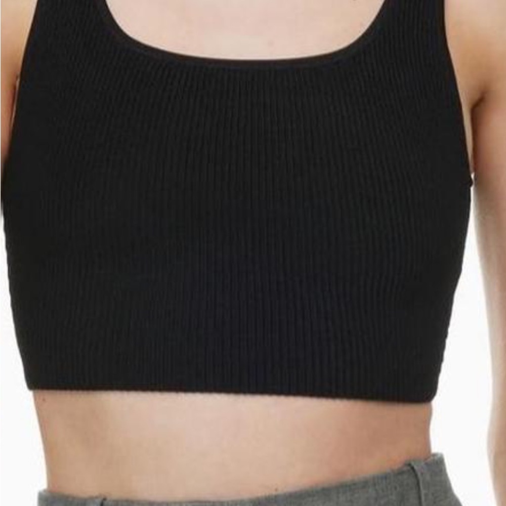Black Ribbed Crop Top (Babaton)